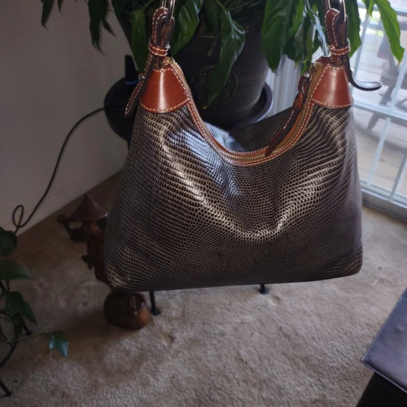 Dooney & Bourke Textured Brown and Black Shoulder Bag - Picture 12 of 12